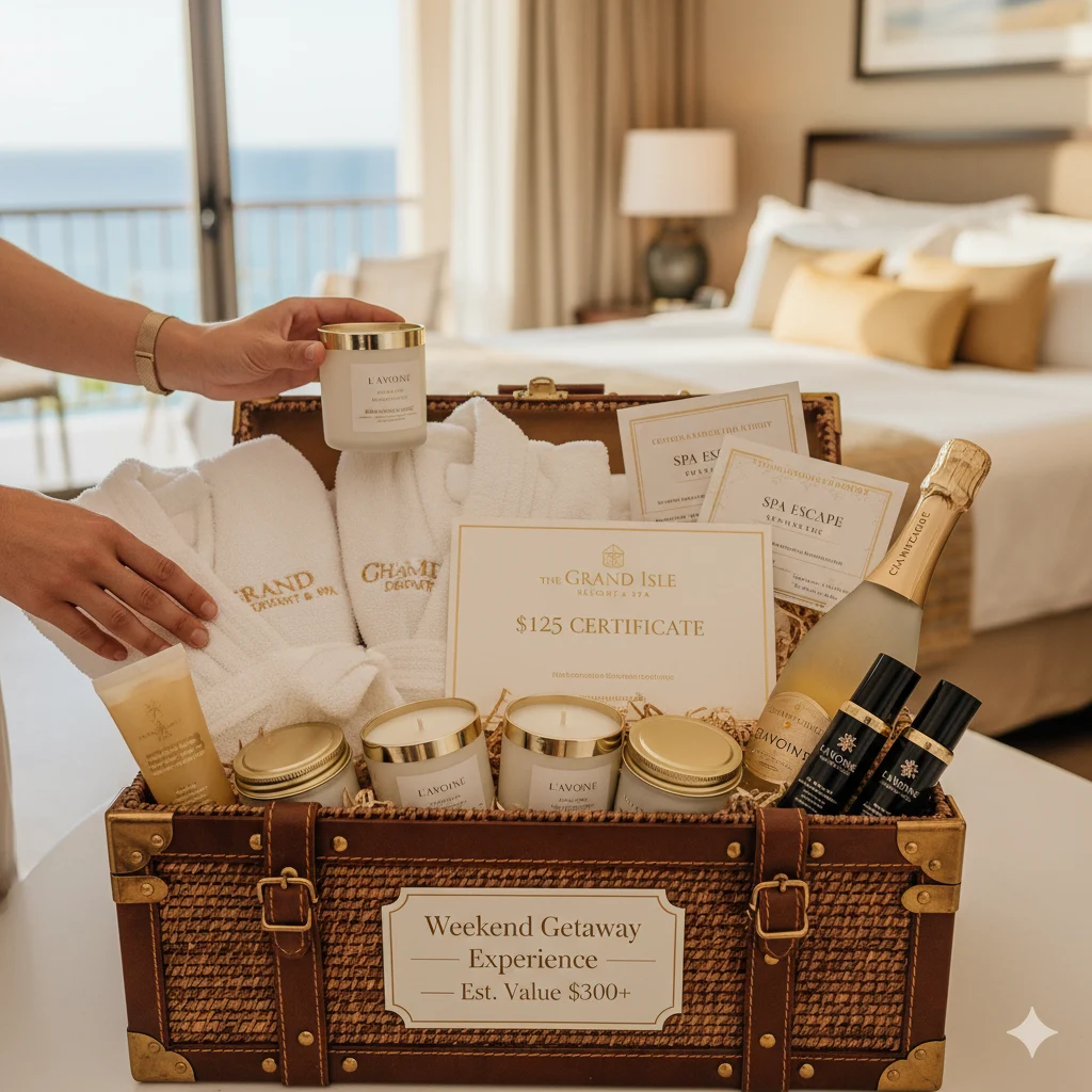 luxury weekend getaway raffle basket