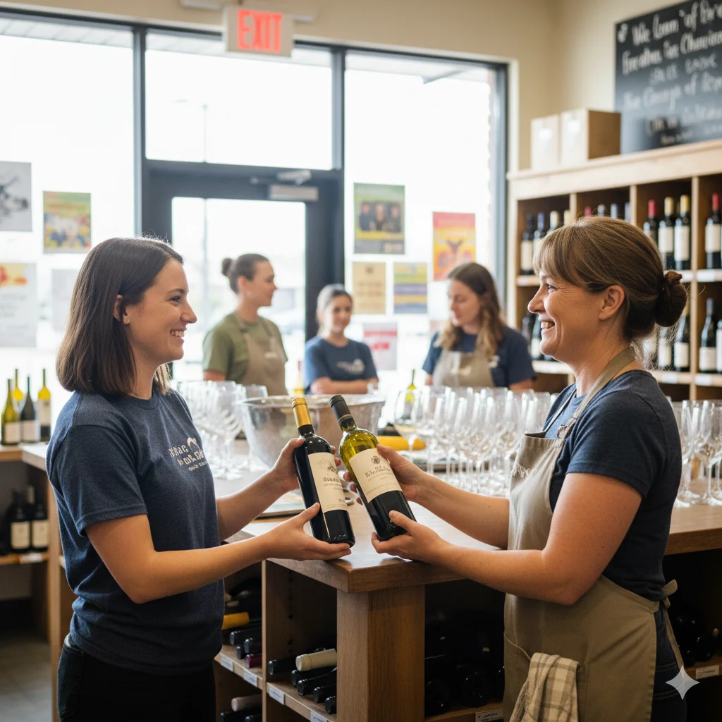 Well-sourced artisan wine and cheese basket — the kind that local wineries and specialty shops are proud to donate toward